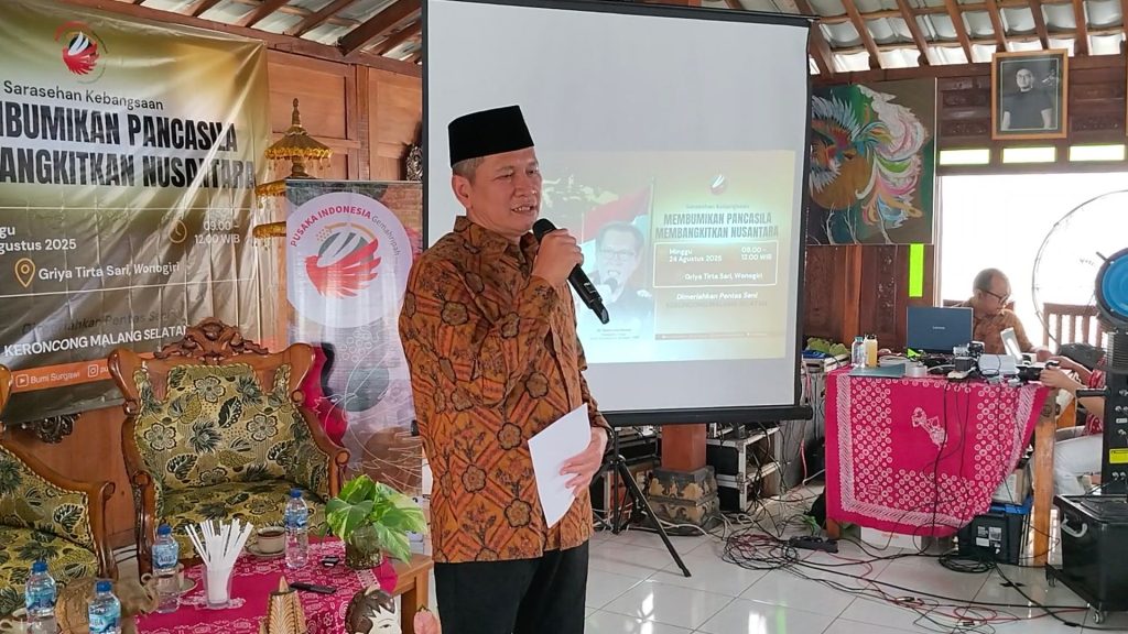 Bupati Wonogiri Setyo Sukarno menyampaikan sambutan pembukaan sarasehan Kebangsaan bersama Pusaka Indonesia.